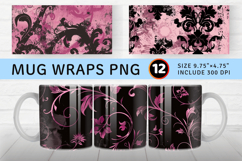Floral Grunge Vintage Pink Goth Mug Wrap Sublimation Designs Product Image 1