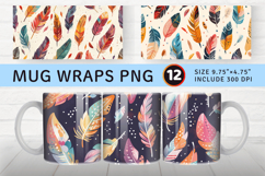 Boho Feathers Mug Wrap Sublimation Designs Product Image 1