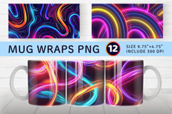 Neon Rainbow Abstract Mug Wrap Sublimation Designs Product Image 1