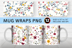 Micro floral Mug Wrap Sublimation Designs Product Image 1