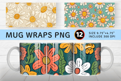 Daisy Smile Boho Mug Wrap Sublimation Designs Product Image 1