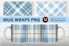 Pastel Blue Plaid Mug Wrap Sublimation Designs Product Image 1