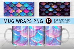 Neon Glitter Mermaid Scales Mug wrap Sublimation Designs Product Image 1