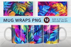Rainbow Tropical Leaves Mug wrap Sublimation Designs Product Image 1