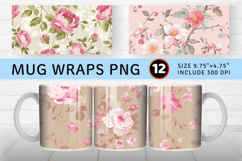 Pink Flowers Mug Wrap Sublimation Designs Product Image 1