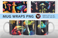 Tie-Dy Mushroom Mug Wrap Sublimation Designs Product Image 1