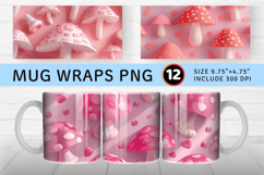 Pink 3D Mushrooms Mug Wrap Sublimation Designs Product Image 1