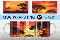 African Safari Sunset Mug Wrap Sublimation Designs Product Image 1