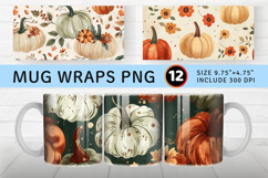 Fall Floral Pumpkins Mug Wrap Sublimation Designs Product Image 1
