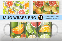 Summer Fresh Citrus Fruits Mug Wrap Sublimation Designs Product Image 1