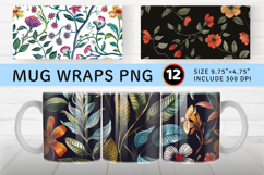 Botanical Embroidery Mug Wrap Sublimation Designs Product Image 1