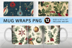 Vintage Christmas Mug Wrap Sublimation Designs Product Image 1