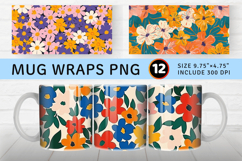 Risograph Flowers Mug Wrap Sublimation Designs Product Image 1