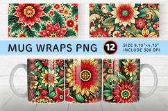 Colorful Embroidery Flowers Mug Wrap Sublimation Designs Product Image 1