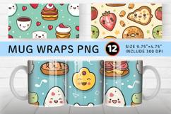 Kawaii Breakfast Mug Wrap Sublimation Designs Product Image 1