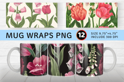 Tulip and Foxglove Mug Wrap Sublimation Designs Product Image 1