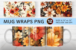 Autumn Bouquet Flowers Mug Wrap Sublimation Designs Product Image 1