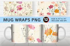 Cosmos Flowers Mug Wrap Sublimation Designs Product Image 1