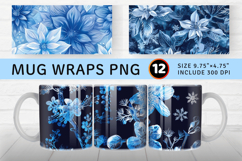 Winter Frozen Flowers Mug Wrap Sublimation Designs Product Image 1