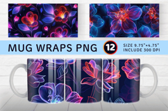 Neon Flowers Crafted Mug Wrap Sublimation Designs Product Image 1