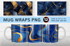 Abstract blue &amp; golden art Mug Wrap Sublimation Designs Product Image 1