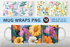 Delicate Flowers Garden Mug Wrap Sublimation Designs Product Image 1
