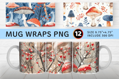 Winter Mushrooms Garden Mug Wrap Sublimation Designs Product Image 1