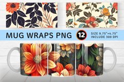 Retro Floral Mug wrap Sublimation Designs Product Image 1