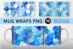 Watercolor Pastel Sapphire Blue Mug Wrap Sublimation Designs Product Image 1