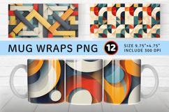 Retro Abstract Geometric Mug Wrap Sublimation Designs Product Image 1