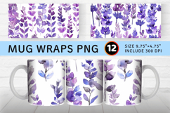 Watercolor Purple Lavender Floral Mug Wrap Sublimation Desig Product Image 1