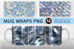 Shiny Silver Hologram Mug Wrap Sublimation Designs Product Image 1