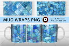 Baby Blue Stained Glass Mug Wrap Sublimation Designs Product Image 1