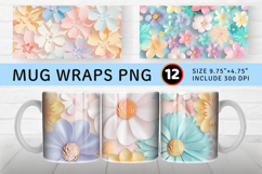 Pastel Felt Flowers Mug Wrap Sublimation Designs Product Image 1