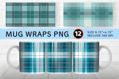 Teal and Blue Grey Plaid Mug wrap Sublimation Designs Product Image 1