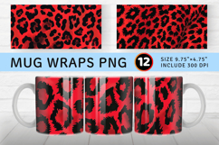 Red Leopard Skin Christmas Mug Wrap Sublimation Designs Product Image 1