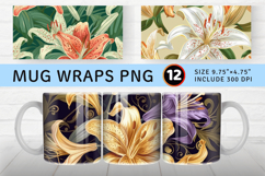 Regal Lily Flowers Mug Wrap Sublimation Designs Product Image 1