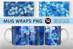 Blue Stained Glass Floral Mug wrap Sublimation Designs Product Image 1