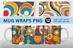 Funky Hand Drawn 60s Retro Mug Wrap Sublimation Designs Product Image 1