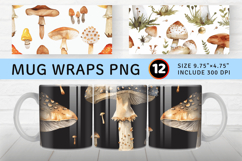 Watercolor Mushroom Mug Wrap Sublimation Designs Product Image 1