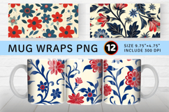 Retro 4th of July Floral Mug Wrap Sublimation Designs Product Image 1