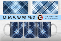 Winter Blue Plaid Mug Wrap Sublimation Designs Product Image 1