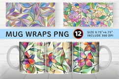 Pastel Floral Stained Glass Mug Wrap Sublimation Designs Product Image 1