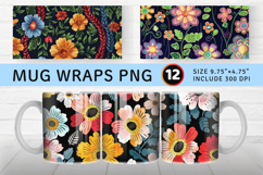 Stitch &amp; Knitted Flowers mug wrap sublimation Designs Product Image 1