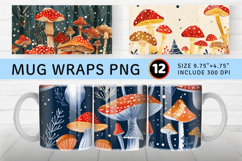 Winter Mushrooms Garden Mug Wrap Sublimation Designs Product Image 1
