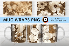 Sepia Flowers Mug Wrap Sublimation Designs Product Image 1
