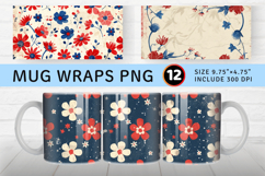 Patriotic Vintage Flowers Mug Wrap Sublimation Designs Product Image 1