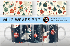 Christmas with Toys and Rabbits Mug Wrap Sublimation Designs Product Image 1
