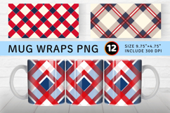 Red Blue White Plaid Mug Wrap Sublimation Designs Product Image 1