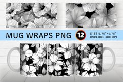 Summer Petals BW Floral Mug wrap Sublimation Designs Product Image 1